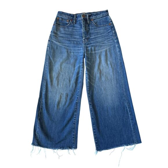 Madewell Denim - Madewell Wide Leg Crop Jeans Women’s size 27 frayed hem